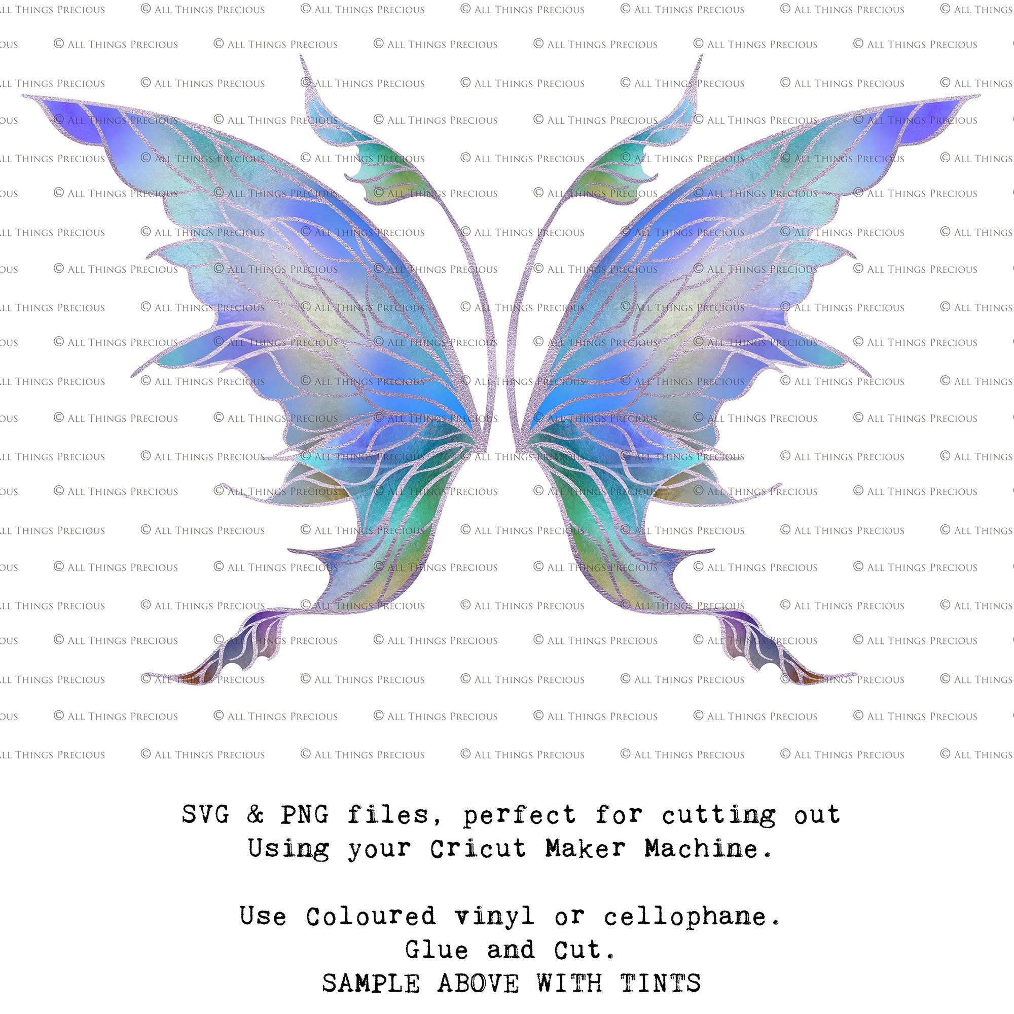 SVG & PNG Fairy Wing files for Cricut or Silhouette Cameo Cutting Machine. To create wearable fairy wings, in adult or children sizes.  Use this clipart design for Halloween Costumes, Fantasy or Cosplay or photography. Or use as ephemera in weddings, engagements or baby shower invitations. These are Individual wing parts, for you to cut and assemble. This is a digital product.